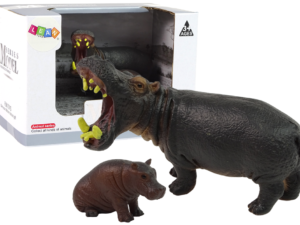 Set of 2 Figurines Hippopotamus with cub