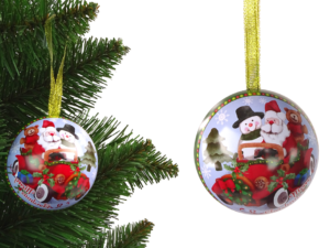 Metal Christmas Tree Decorative Metal Bomb Santa with Snowman Green