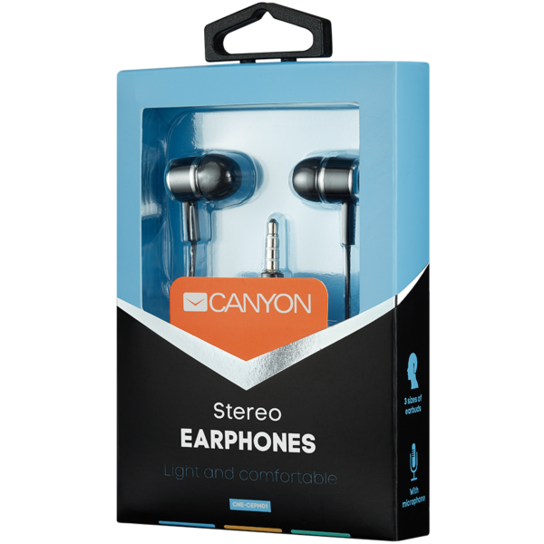 CANYON headphones EPM-01 Mic 1.2m Black - Image 2