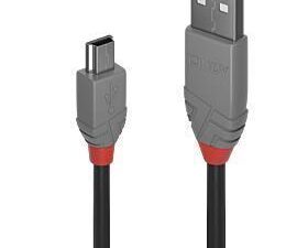 Lindy USB2.0 Cable Type A to MiniB. Anthra 1.0m
