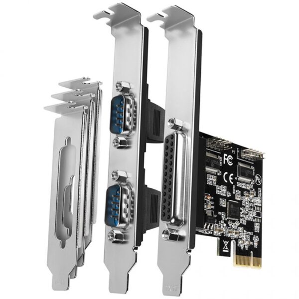 PCEA-PSN Kontroler PCIe 1x port równoległy LPT + 2x port szeregowy RS232 250 kbps, w zestawie SP & LP