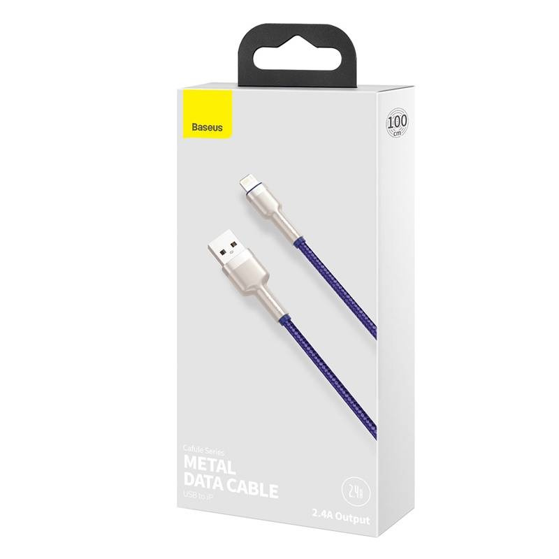 CABLU alimentare si date Baseus Cafule Metal, Fast Charging Data Cable pt. smartphone, USB la Lightning Iphone 2.4A, braided, 1m, violet "CALJK-A05" (timbru verde 0.08 lei) - 6953156202269