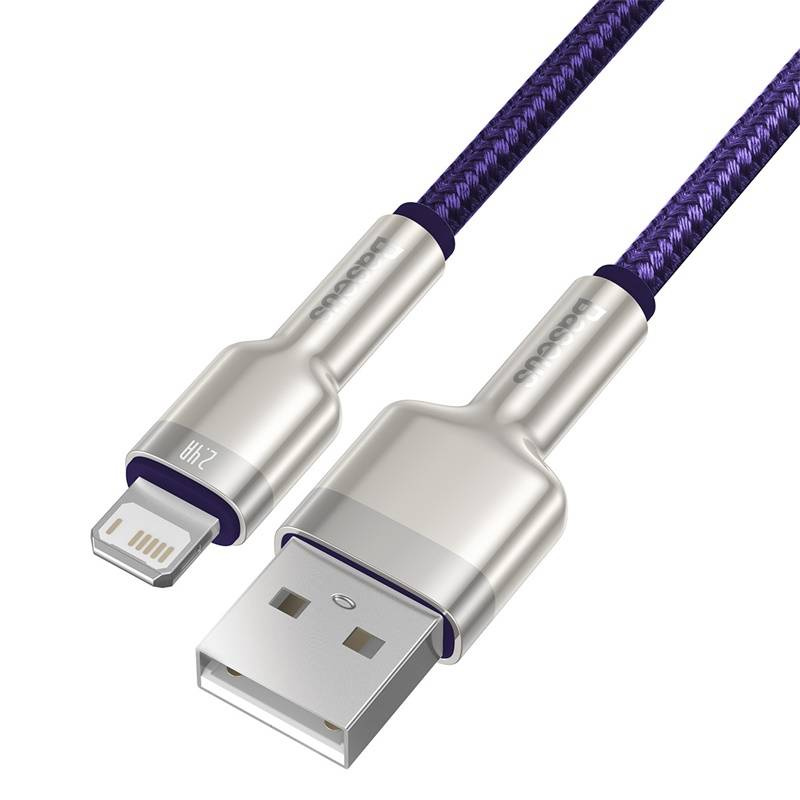 CABLU alimentare si date Baseus Cafule Metal, Fast Charging Data Cable pt. smartphone, USB la Lightning Iphone 2.4A, braided, 1m, violet "CALJK-A05" (timbru verde 0.08 lei) - 6953156202269 - Image 4