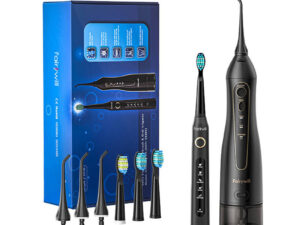 Sonic toothbrush with tip set and water fosser FairyWill FW-507+FW-5020E (black)