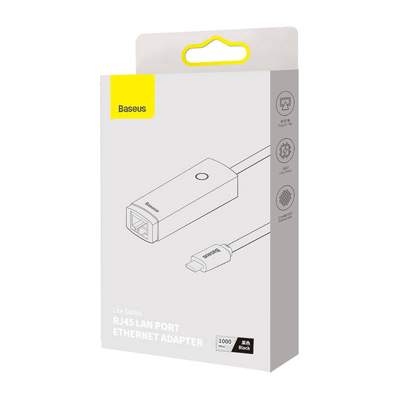 ADAPTOR RETEA Baseus Lite, USB Type-C to RJ-45 Gigabit LAN, LED, negru "WKQX000301" (timbru verde 0.18 lei) - 6932172606114 - Image 5