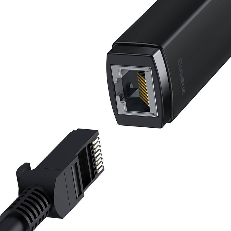 ADAPTOR RETEA Baseus Lite, USB Type-C to RJ-45 Gigabit LAN, LED, negru "WKQX000301" (timbru verde 0.18 lei) - 6932172606114 - Image 2