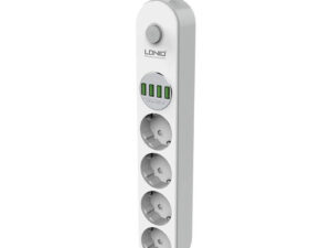Power strip with 4 AC outlets, 4x USB, LDNIO SE4432, 2m (white)