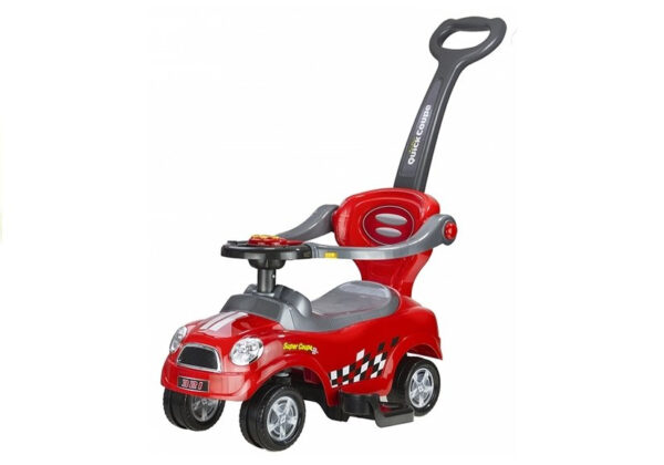 Coupe Car Manual Ride On with Parent Handle - Red - Image 3