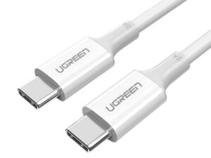 CABLU alimentare si date Ugreen, "US300", Fast Charging Data Cable pt. smartphone, USB Type-C la USB Type-C, 5A, 1m, alb "60551" (timbru verde 0.08 lei) - 6957303865512
