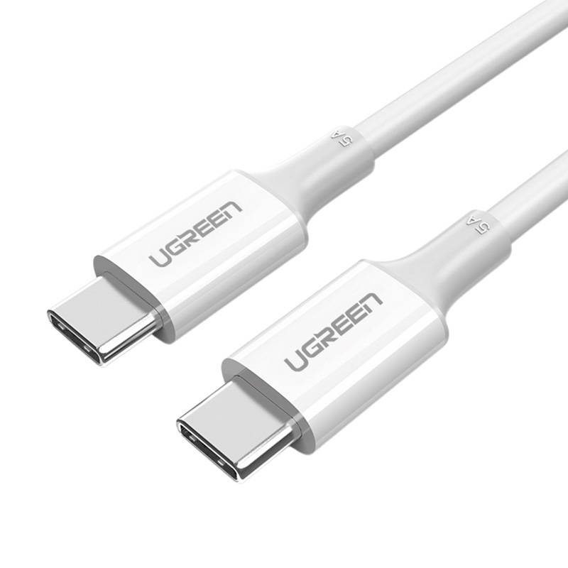 CABLU alimentare si date Ugreen, "US300", Fast Charging Data Cable pt. smartphone, USB Type-C la USB Type-C, 5A, 1m, alb "60551" (timbru verde 0.08 lei) - 6957303865512