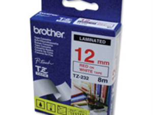 Brother laminated tape TZe-232 - Red on white