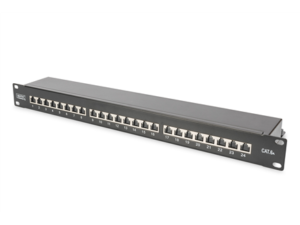 CAT 6A | Patch Panel | RJ45, 8P8C | Suitable for 483 mm (19") cabinet mounting; Transmission properties: Category 6A, Class EA; Area of application: Up to 500 MHz, 10GBase-T; Size:482.6 x 44 x 109mm | RJ45 shielding (Tinned bronze)