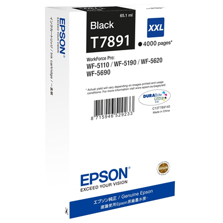 Cartus Cerneala Original Epson Black, T7891, pentru Workforce Pro Wf-5620Dwf, , (timbru verde 0.15 lei), "C13T789140"
