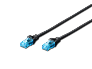 CAT 5e U-UTP | Patch cord | PVC AWG 26/7 | Boots with kink protection, strain relief and latch protection | Black | 3 m | Modular RJ45 (8/8) plug