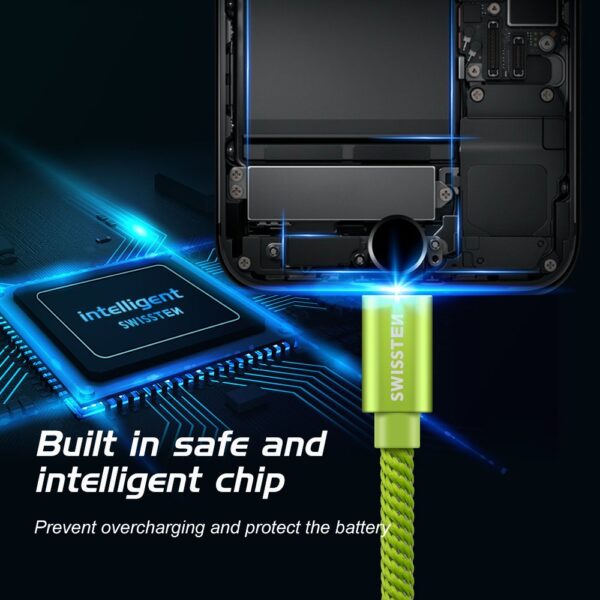 Swissten Textile Fast Charge 3A Lightning Data and Charging Cable 2m - Image 6
