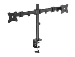 Stojak biurkowy podwójny z zaciskiem, 2xLCD, max. 27", max. obciążenie 8kg,uchylno-obrotowy 360°
