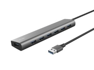 USB Centrmezgls Trust Halyx 7 Port USB 3.2 Gen1 Hub Grey