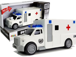 Auto Ambulance with friction drive white 1:20 with sound