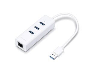 TP-LINK UE330 USB 3.0 to Gbit Ethernet Network Adapter with 3-Port USB 3.0 Hub, 1 USB 3.0 connector, 1 Gbit Eth.port