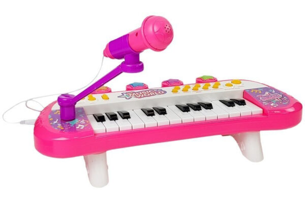 Keyboard Piano 24 Keys USB Microphone Pink - Image 2