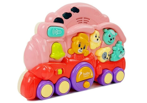 Interactive Locomotive with Animals Animal Sounds Light Effects Pink - Image 2