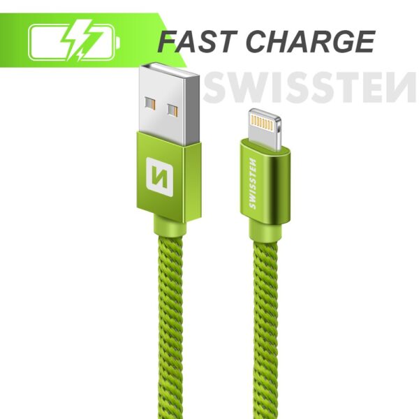 Swissten Textile Fast Charge 3A Lightning Data and Charging Cable 2m