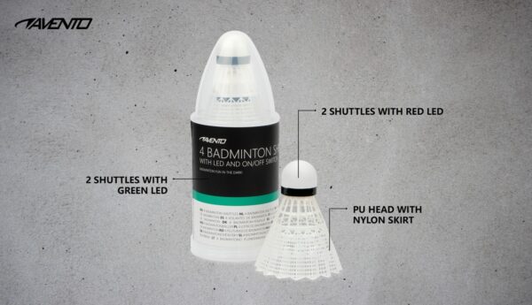 Badminton shuttles in tube AVENTO 46SG LED 4 pcs - Image 3