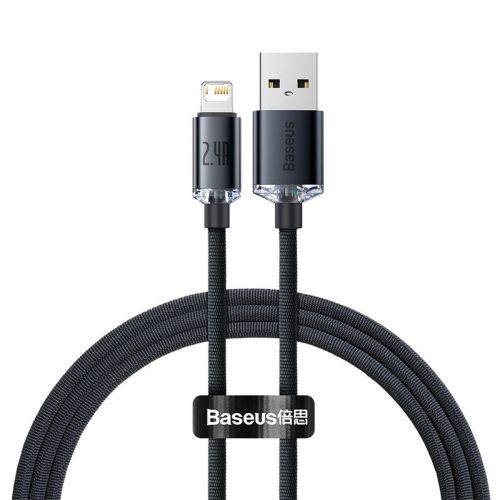 CABLU alimentare si date Baseus Crystal Shine, Fast Charging Data Cable pt. smartphone, USB la Lightning Iphone 2.4A, 1.2m, negru "CAJY000001" (timbru verde 0.18 lei) - 6932172602680 - Image 2
