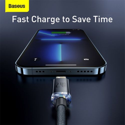 CABLU alimentare si date Baseus Crystal Shine, Fast Charging Data Cable pt. smartphone, USB la Lightning Iphone 2.4A, 1.2m, negru "CAJY000001" (timbru verde 0.18 lei) - 6932172602680 - Image 12