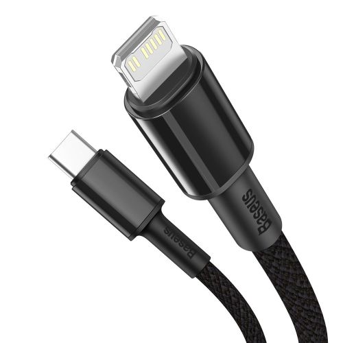 CABLU alimentare si date Baseus High Density Braided, Fast Charging Data Cable pt. smartphone, USB Type-C la Lightning PD 20W, braided, 2m, negru "CATLGD-A01" (timbru verde 0.18 lei) - 6953156231948 - Image 11