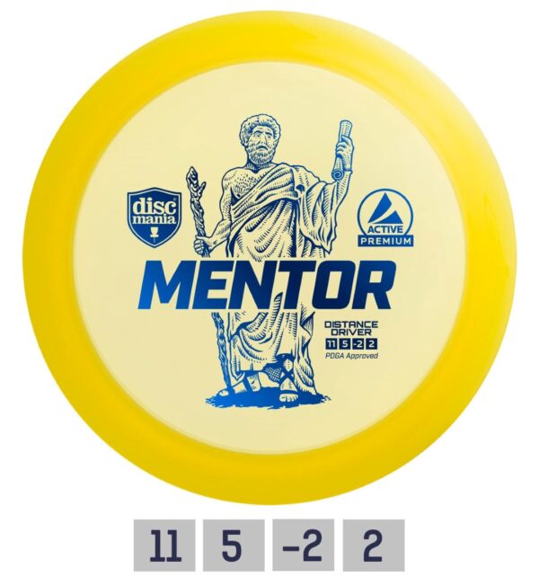 Discgolf DISCMANIA Distance Driver MENTOR Active Premium Yellow 11/5/-2/2 - Image 2