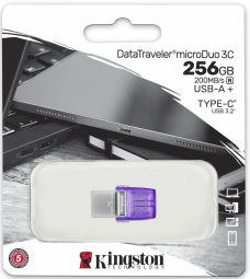 Flash drive Kingston DataTraveler DT Micro Duo 3C 256 GB, USB Type-C and Type-A, Purple