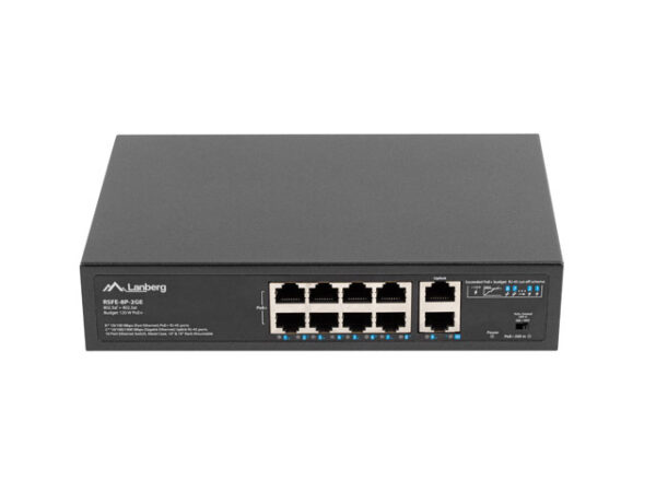 LANBERG switch PoE 19inch 10-port 100MB 8 ports PoE 30W/port max 120w RSFE-8P-2GE unmanaged - Image 5