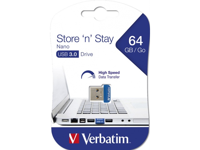 MEMORIE USB VERBATIM NANO StoreNStay 64GB USB 3.0"98711" (TIMBRU VERDE 0.03 LEI) - Image 3