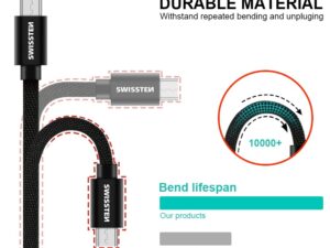 Swissten Textile Quick Charge Universal Micro USB Data and Charging Cable 0.2m