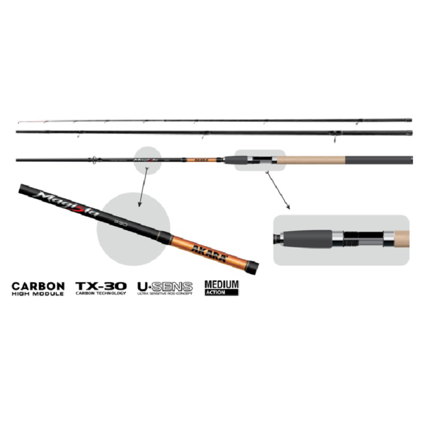 Dugninė Meškerė AKARA Magista Feeder Tx-30 Ilgis 3.90m. Svoris 280g. Testas 120-150-180.