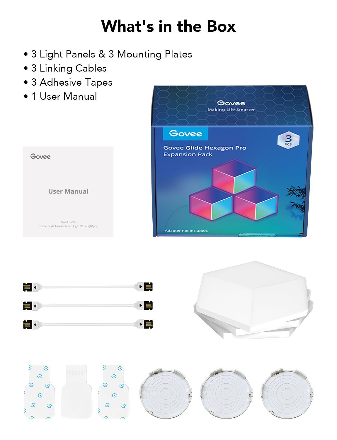 Govee B6066 Hexa Pro RGBIC LED Smart Panel Bluetooth / Wi-Fi / 10pcs - Image 6