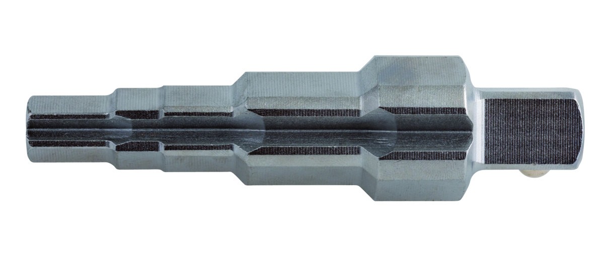 Combination stepped key with 1/2 square drive, 5 different steps: 3/8"-7/16"-1/2"-3/4"-1"