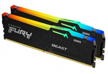 Kingston FURY Beast RGB - DDR5 - sats - 16 GB: 2 x 8 GB - DIMM 288-pin - 5600 MHz / PC5-44800 - CL40 - 1.25 V - ej buffrad - on-die ECC