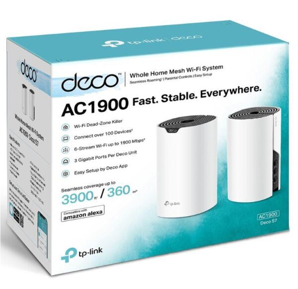 TP-LINK Router Deco S7 (2pcs) AC1900 Wireless 802.11ac/1900Mbps LAN/WAN White EU