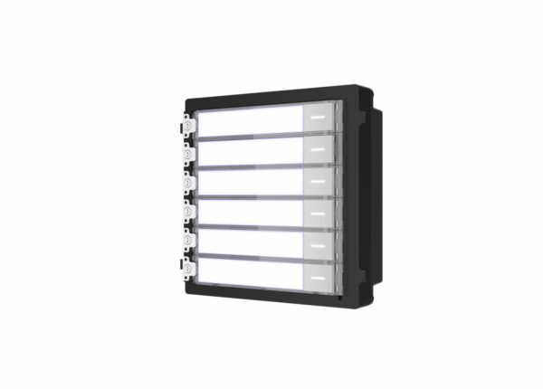 MODUL extensie HIKVISION, pt videinterfon, 6 butoane apelar, montaj aplicat sau ingropat (acc. neincluse), customizare afisare nume, iluminare pe timp de noapte, "DS-KD-KK" (timbru verde 0.18 lei)