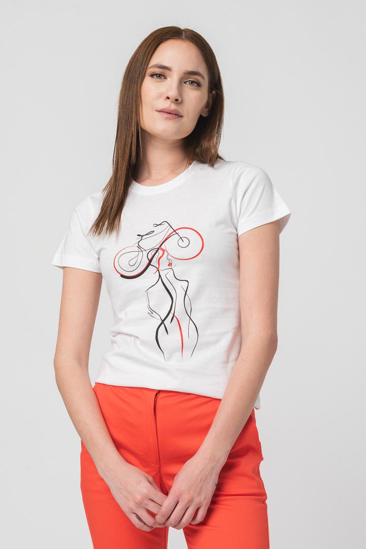 TSHIRT CASUAL F DOAMNA CU... WHITE-M - Image 5