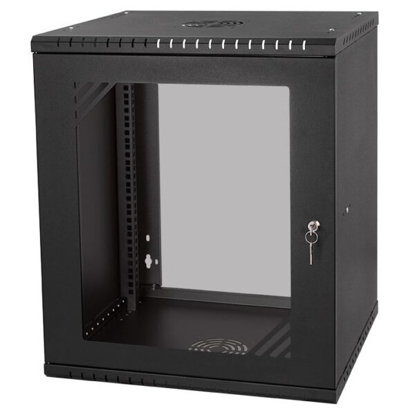 Stalflex Rack Cabinet 19" 12U  600mm  Glass Door  Black RC19-12U-600GB