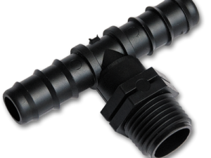 Tee, 3/4" male, 2 x 25mm hose barb