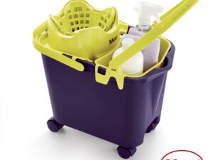 MERY Prostokątne wiadro na kółkach 14 ltr z wyciskaczem i wkładem