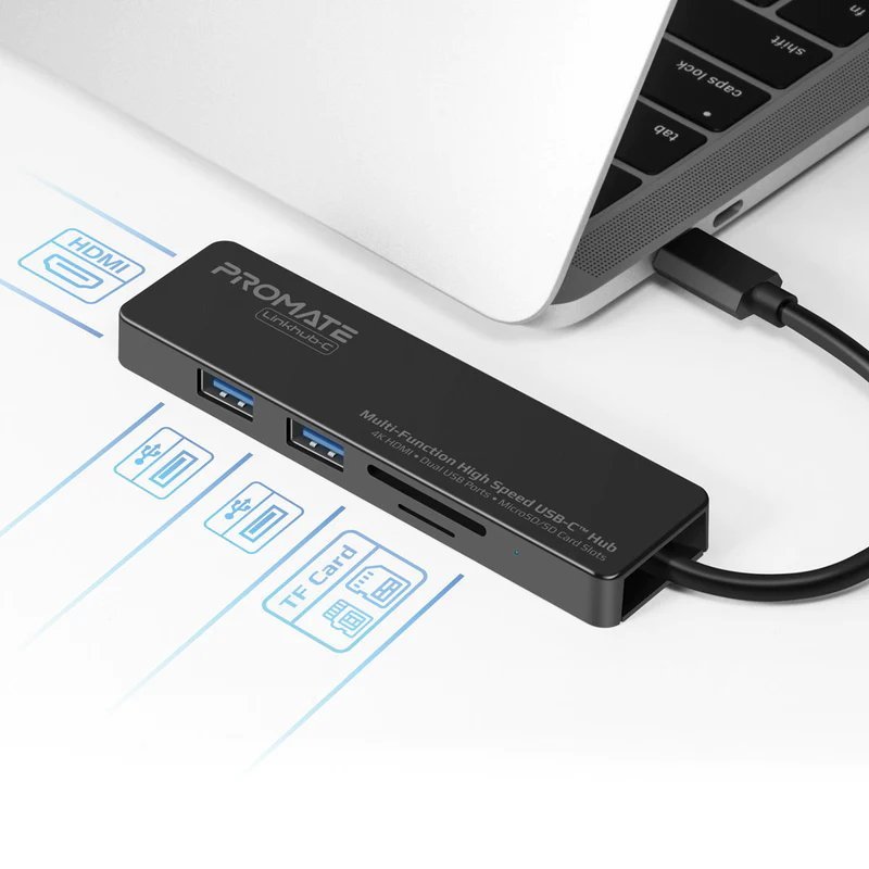 PROMATE LinkHub-C USB-C to HDMI 4K / 2X USB 3.0 / SD - Image 4