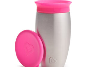 MUNCHKIN stainless steel sippy Cup, pink, Miracle 360, 12m+, 296ml, 90097