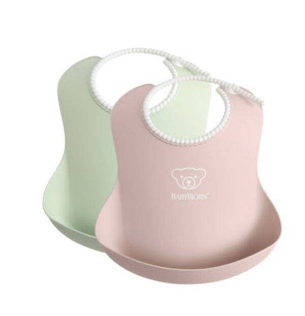BABYBJÖRN 2-pack baby bib Powder Green / Powder Pink