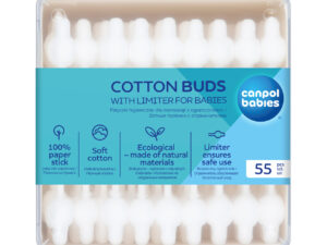 CANPOL BABIES safe cotton buds with limiter for babies, 55 pcs, 3/115