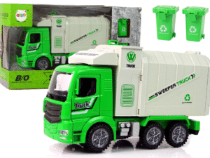 Green Refuse Truck Moving Container Luminous Wheels